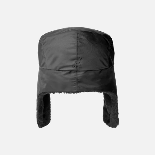 Black Kangol aviator-style hat front view streetwear design
