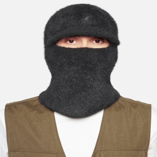 Side view of Kangol Hat Faux Fur Balaclava showing adjustable fit