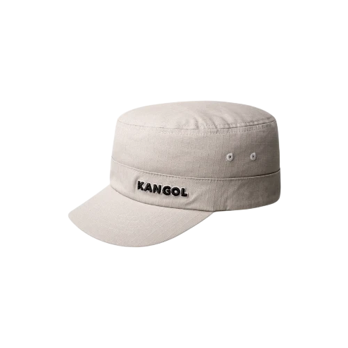 Front view of Kangol Hat Ripstop Grey Army Cap with structured crown