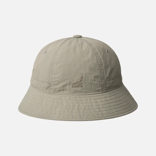 Front view of Kangol Hat Warm Grey Park Life Casual showing curved brim and neutral grey tone