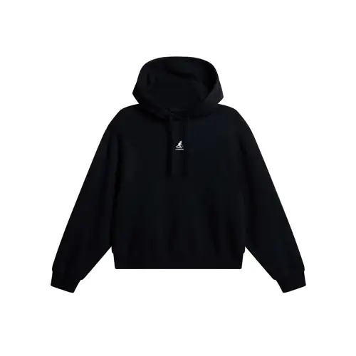 Front view of Kangol J.Lindeberg Sandie Black Hoodie with kangaroo pocket