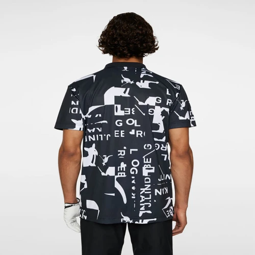 Kangol x J.Lindeberg Miro Print Polo Black Shirt Back