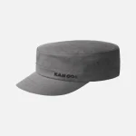Kangol Cotton Grey Twill Army Cap front view structured grey cotton cap